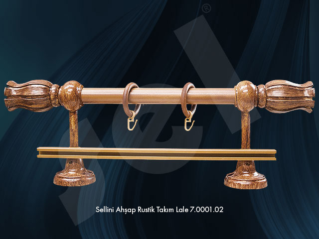 Sellini Ahşap Rustik Takım Lale- Perde Aksesuarları